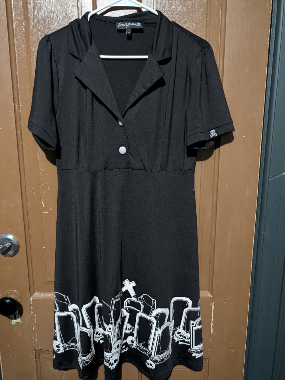 SOURPUSS Rosie style dress, size L. Gothic, rockabilly, punk style.